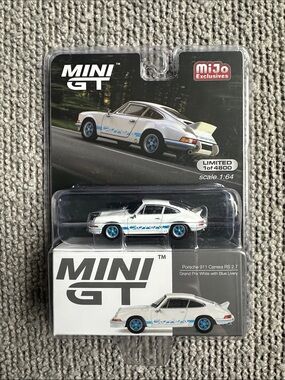 Porsche 911 Carrera RS 2.7 Toy Car - White with Blue Livery